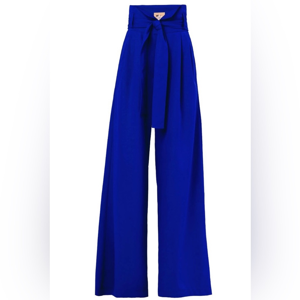 NWT Blue High Waist Long Wide Leg Trousers